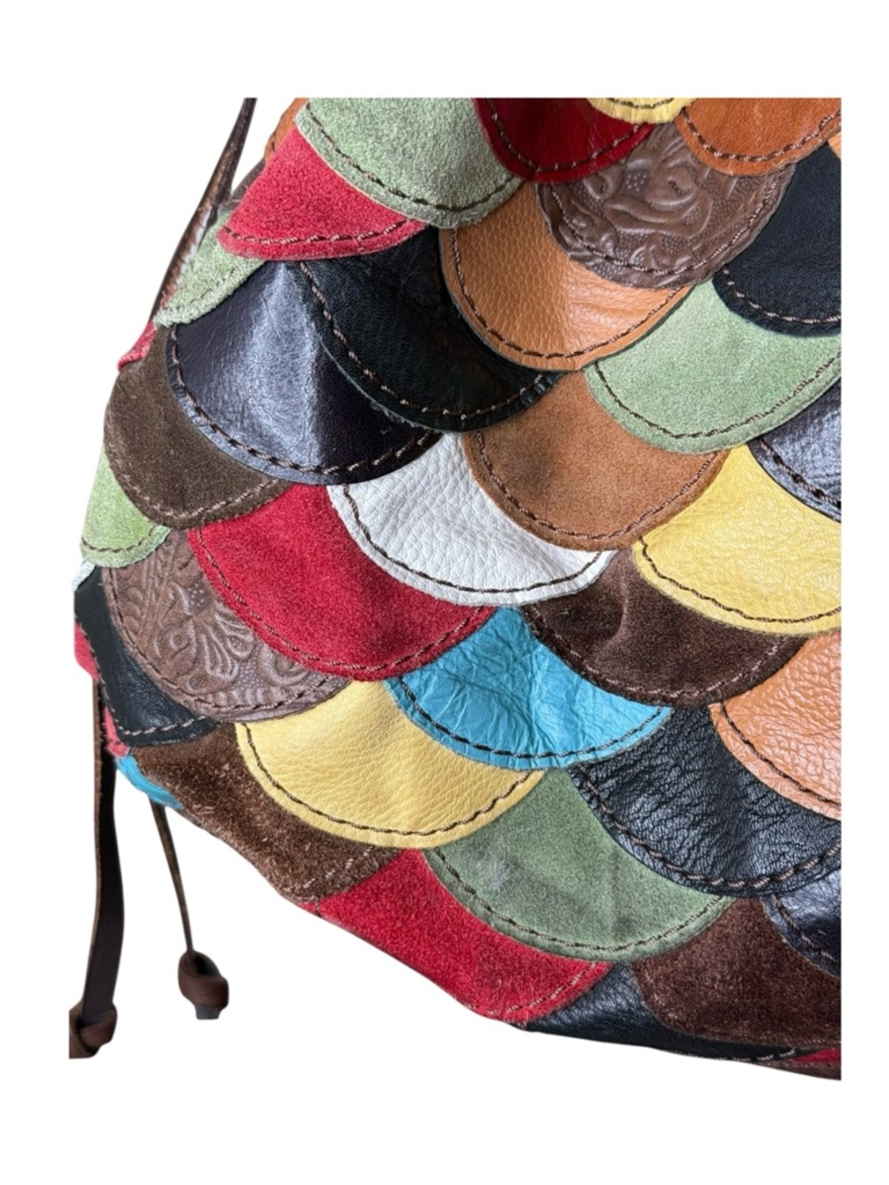 Vintage Y2K: Lucky Brand 𖦹 Patchwork Suede Leather Hobo Bag Handbag 𖦹 Festival - Picture 7 of 16